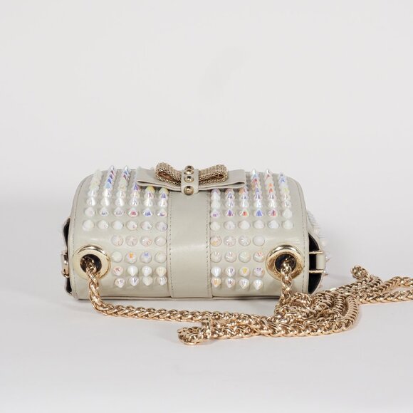 Christian Louboutin Studded Bow Neutral Leather Mini Crossbody Bag - Picture 10 of 12